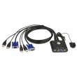 Conmutador KVM con cable VGA USB de 2 puertos con selector de puertos remoto